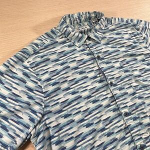 Tommy Bahama Shirt Men XL Blue Island Zone Silk Button CoolMax Azul Lagoon Camp